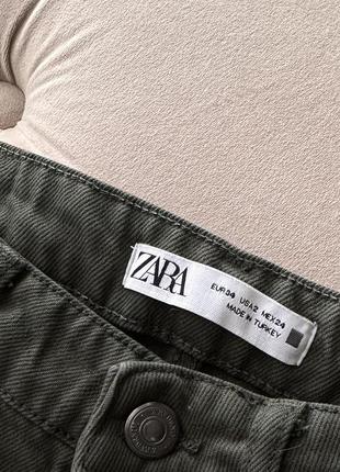 Джинсы zara wide leg прямые клеш палаццо хаки2 фото