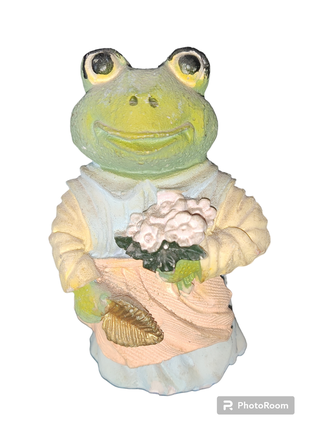 Статуэтка лягушка с цветами, полистоун, англия1 фото