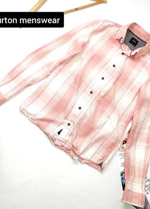 Рубашка мужского розового цвета в клетку от бренда menswear london xscs