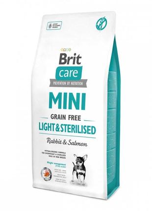 Brit care mini light & sterilised корм для стерилизованных собак малых пород - 2 кг