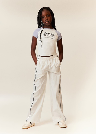 Брюки белые h&amp;m 10-11 лет piping-detail track pants1 фото