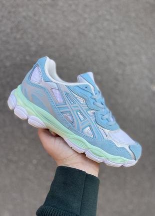 Классные женские кроссовки asics gel-nyc blue white голубые