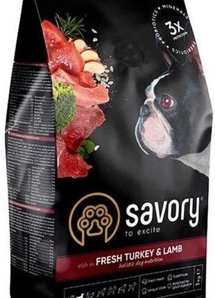 Savory small breed rich in fresh turkey and lamb сухой корм для собак малых пород со свежим мясом индейки и