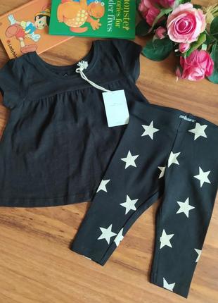 Гарний трикотажний комплект лосини, туніка next на 3-6 міс