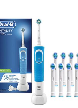 Электрическая зубная щетка oral-b vitality d100.413.1 crossaction blue1 фото