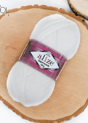 Шкарпеткова пряжа alize superwash comfort socks, білий 55