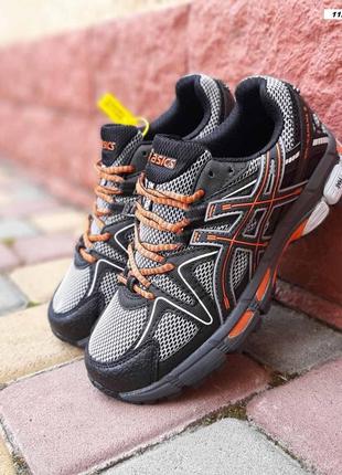 Asics gel kahana 8 серые с черным и оранжевым кроссовки мужские акс весенние летние кожа кожа кожаные сетка легкие текстильные топ качество