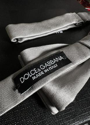 Серебряный шелковый галстук бабочка dolce &amp; gabbana6 фото