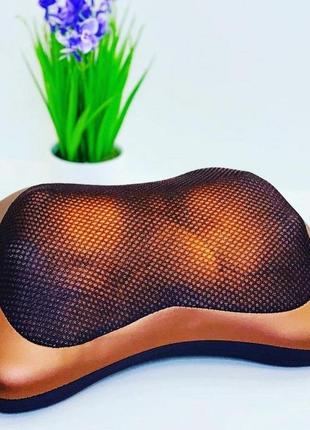 Масажна подушка massage pillow qy-8028 інфрачервоний роликовий масажер для шиї та спини 8 масажних роликів