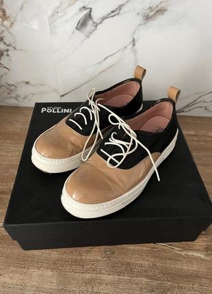 Кеди лофери шкіра лак комбіновані premium  studio pollini
