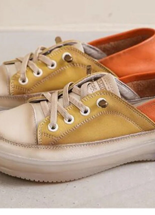 Кожаные двухцветные кеды