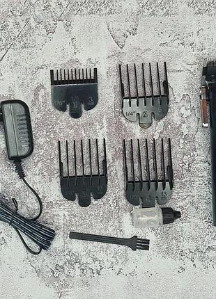 Машинка для стрижки magio мg-183, 4 насадки, триммер для бороды и усов акумуляторный