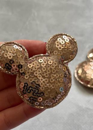 Аппликация микки-пайетка, размер 6,5 см*5,5 см, -цвет-пудровый, арт 014379, 1 шт, пудровый