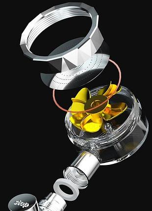 Душова турболейка високого тиску, водозберігаюча насадка для душу з вентилятором з унікальним малюнком води. колір: золотий