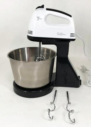 Миксер suntera smx-504 300 вт, миксер с чашей 2в1, 7 скоростей