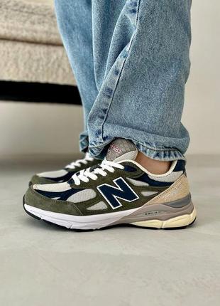 Стильные женские кроссовки new balance 990 v3 miusa khaki beige хаки