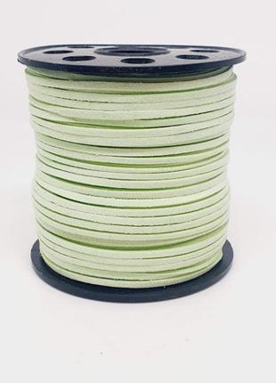 Замшевий шнур 3 мм, колір-світло-салатовий, метр, салатовий