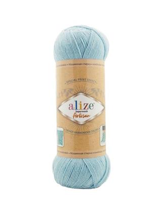 Шкарпеткова пряжа alize artisan superwash, блакитний 522