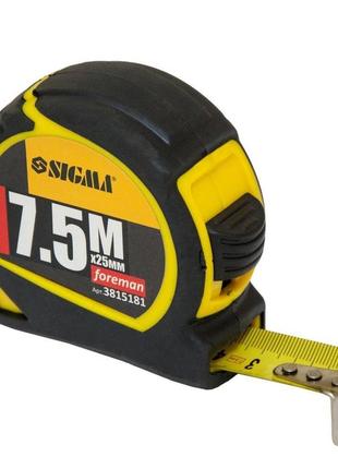 Рулетка foreman 7.5м×25мм без ремешка sigma (3815181)
