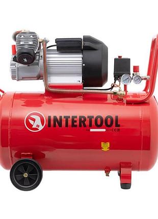 Компрессор 100 л, 3 квт, 220 в, 10 атм, 420 л/мин, 2 цилиндра intertool pt-0008