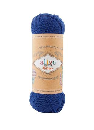 Шкарпеткова пряжа alize artisan superwash, синій 797