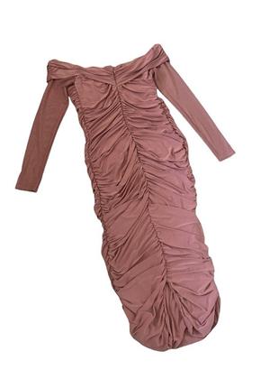 Платье розовое миди драпировка2 фото