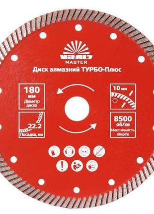 Диск алмазний vitals master турбо-плюс 180×22,2×10 мм