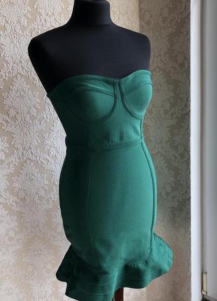 Шикарна сукня бандаж смарагдового кольору4 фото
