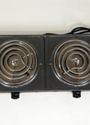Электроплита настольная domotec ms-5802, плита двухкомфорочная электроплита кухонна бытовая электрическая10 фото