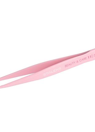 Пінцет для брів точковий staleks beauty & care 11 type 5 рожевий, tbc-11/53 фото