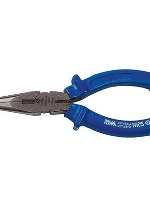 Длинногубцы прямые 200мм синие sigma (4357201)
