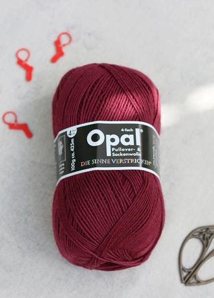 Носочная пряжа opal uni, бордовый1 фото