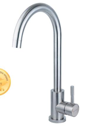 Смеситель kt ø35 для кухни гусак ухо на гайке ss aquatica kt-4b170p (9722101)
