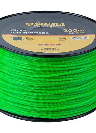 Леска для триммера крученый квадрат ø2.7мм 200м катушка sigma (5616351)