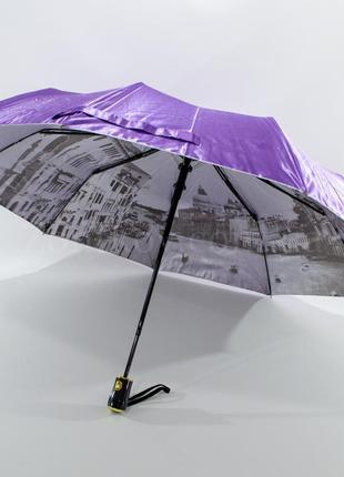Жіночий парасольку однотонний напівавтомат з візерунком зсередини1 фото