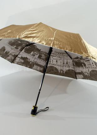 Жіночий парасольку однотонний напівавтомат з візерунком зсередини6 фото