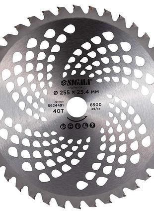 Диск для тримера з твердосплавними напайками ø 255×25.4 мм 40т sigma (5624491)