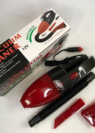 Автомобильный пылесос car vacuum cleaner, беспроводной аккумуляторный пылесос с насадками, красный