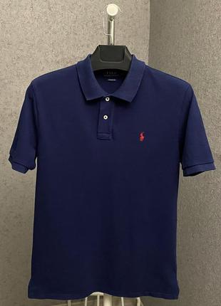 Синяя футболка поло от бренда polo ralph lauren