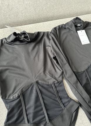 Боди с имитацией корсета на длинный и короткий рукав2 фото