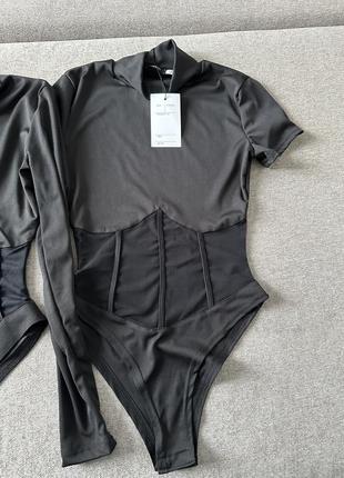 Боди с имитацией корсета на длинный и короткий рукав5 фото