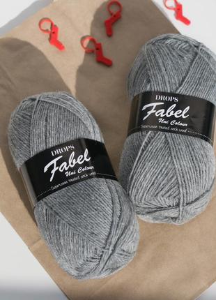 Шкарпеткова пряжа drops fabel - uni print, 115 light grey