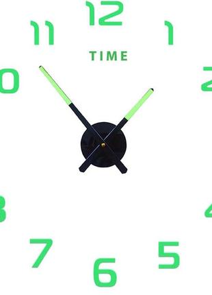 Настенные объемные 3d часы большие 90см светящиеся в темноте с цифрами цвет салатовый сделай сам