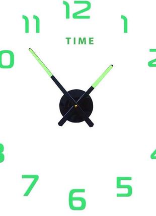 Настінний об'ємний 3d-годинник великий 90 см що світиться у темряві з цифрами колір салатовий, зроби сам