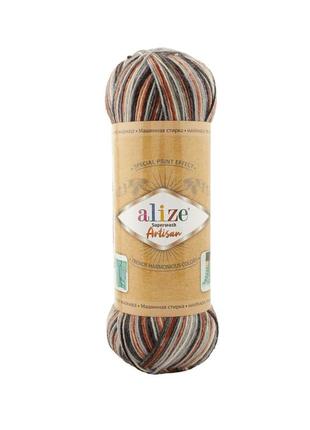 Шкарпеткова пряжа alize artisan superwash, 9013