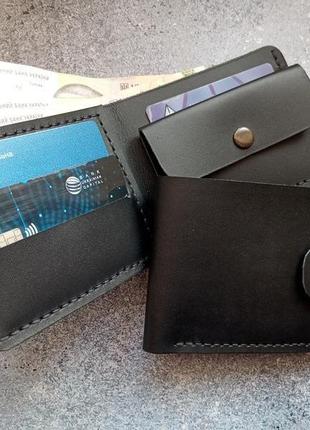 Стильний шкіряний гаманець ручної роботи біфолд4 фото