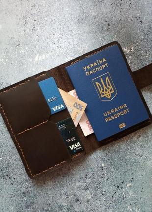 Шкіряний докхолдер портмоне холдер обкладинка паспорт військовий чохол на документи ручна робота