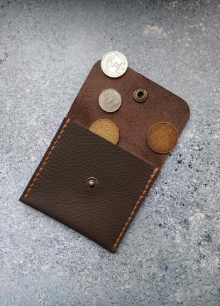 Шкіряна монетниця міні гаманець ручної роботи2 фото
