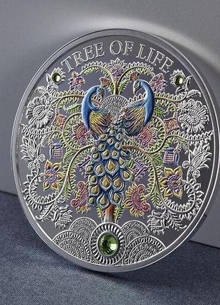 Серебряная монета «дерево жизни» 1 унция, 5 седи, республика гана, 2022 г.