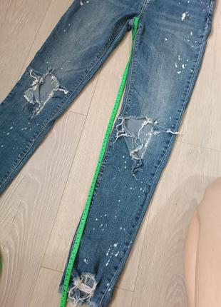 Стильные рваные джинсы стрейч, джеггинсы, на лето xs, s2 фото